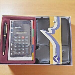 Vintage not used in box River Ridge Calculator and Pen Set with Black Organizer